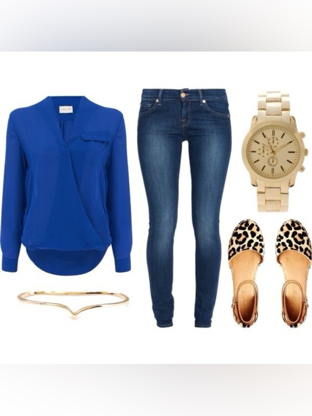 Investments Bright Blue Collared Blouse